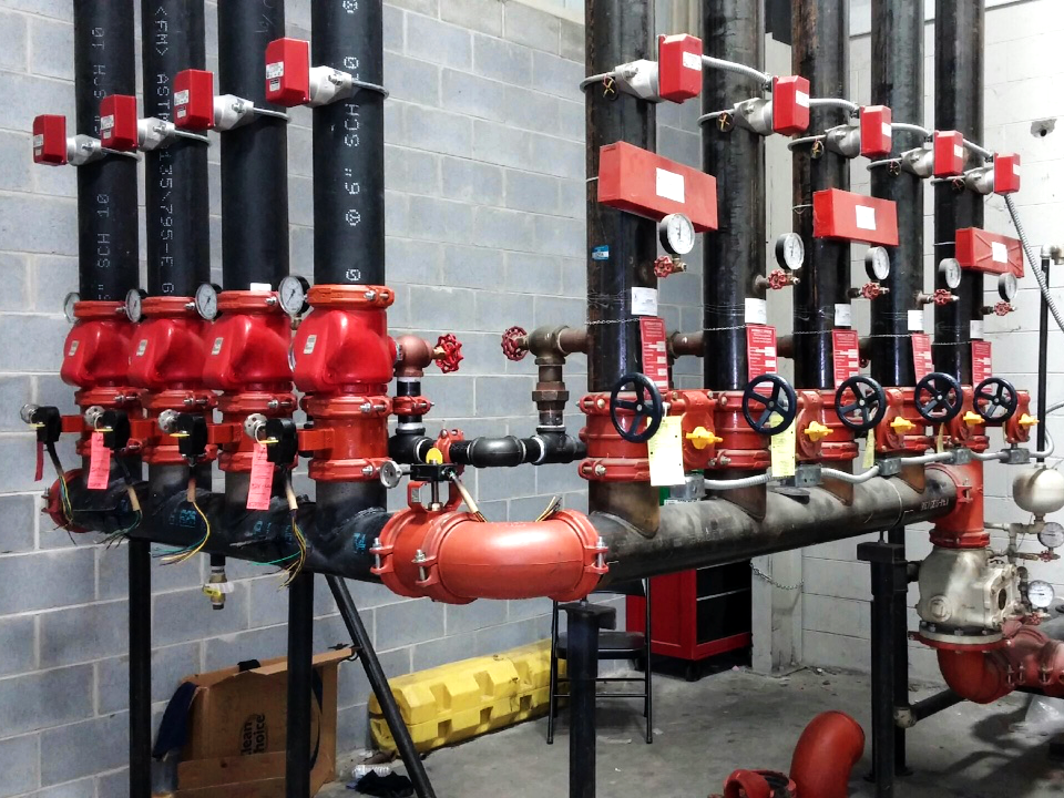 A complete sprinkler pipe system.