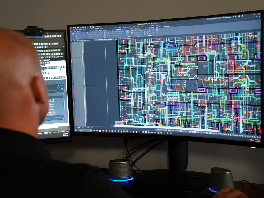 An employee working on a sprinkler project pulled up on Autocad.